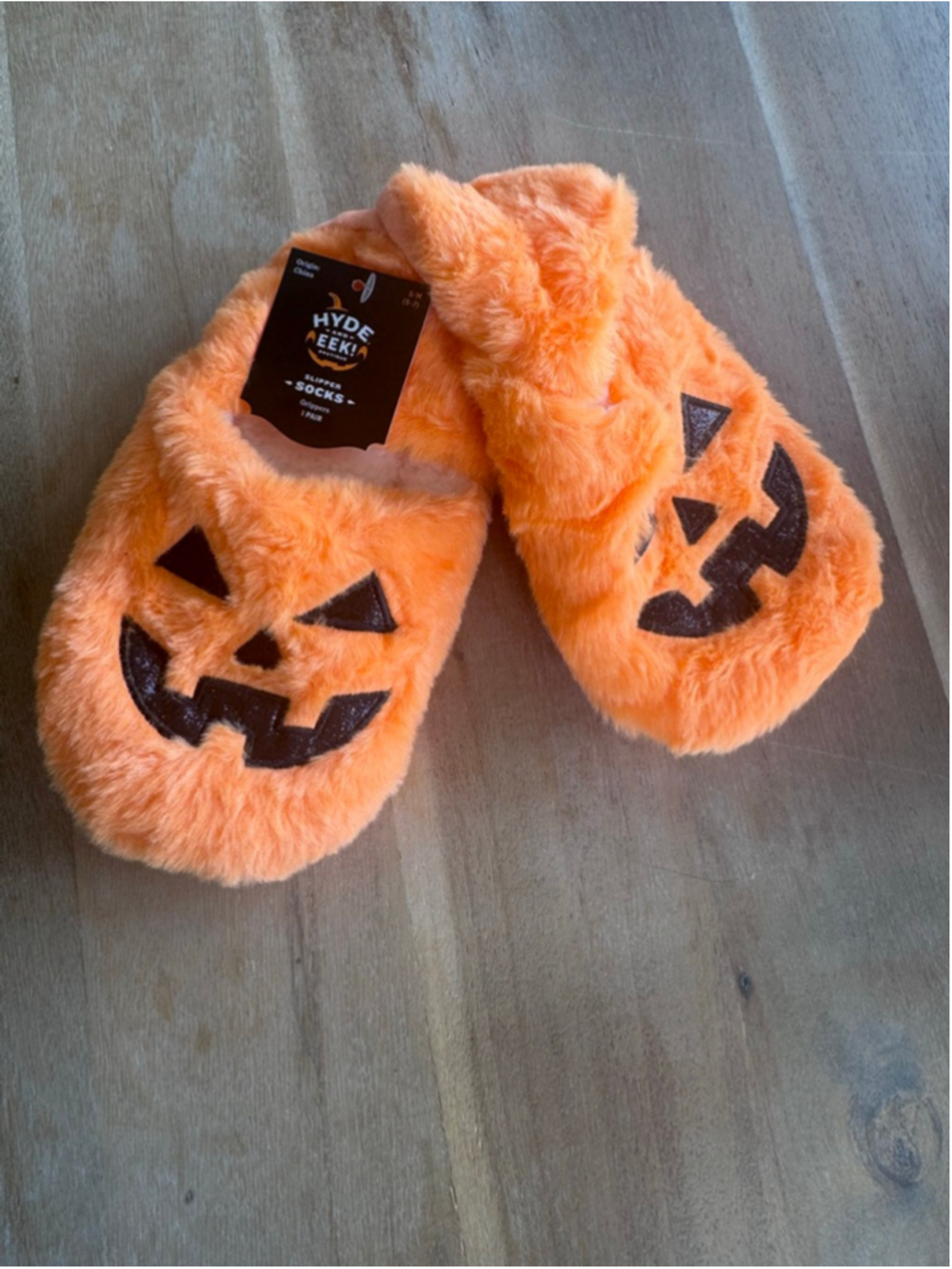 Kids Hyde Eek Boutique Orange Black Pumpkin Slippers